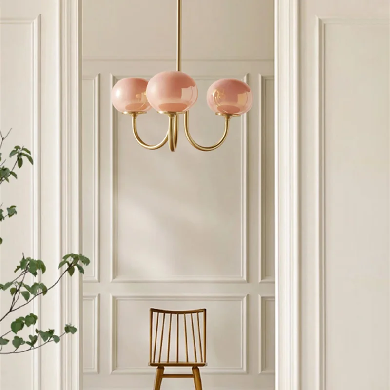 Nordic Pink Chandelier by Axyaa: Art Glass Lights for Warm, Romantic Spaces