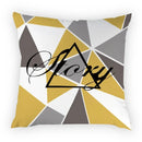 Axyaa Geometric Yellow Print Polyester Cushion Cover - 45x45cm