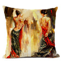 Axyaa Dancing Girl Oil Painting Decorative Pillow Cover 45x45cm