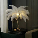 Axyaa Ostrich Feather LED Floor Lamp - Modern Nordic Gold Resin Standing Light