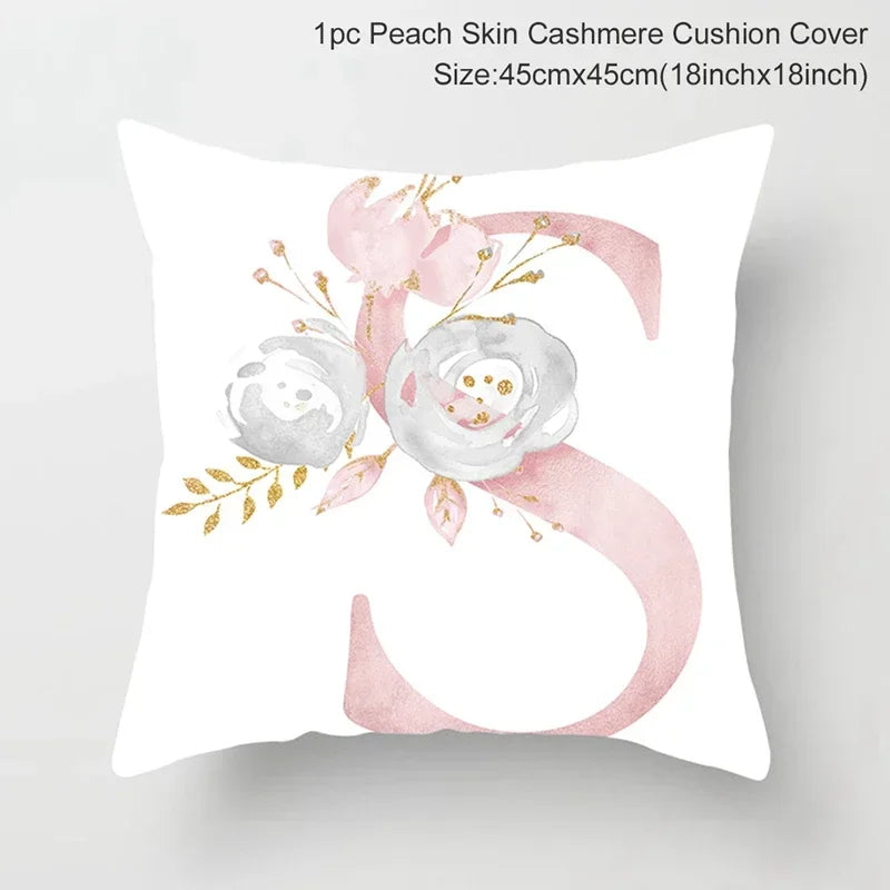 Axyaa Pink Letterwork Cushion Cover 45*45cm, Wedding Party Decor, Elegant Wedding Pillow