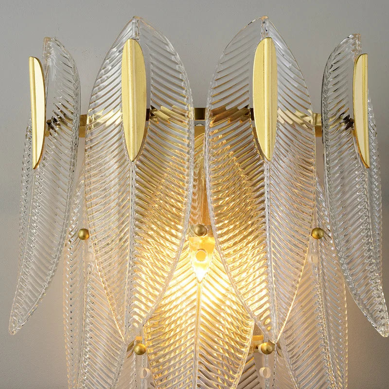 Axyaa Modern Luxury Feather Leaves LED Wall Lamp for Bedroom and Living Room