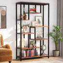 Axyaa 8-Tier Modern Wood Bookcase Shelving Unit