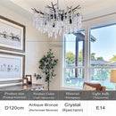 Axyaa Antique Bronze Ice Crystal Chandelier for Kitchen Table Island Bedroom.