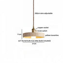 Axyaa LED Pendant Lights Yellow Travertine Gold Brass Hanging Lamp for Kitchen Island