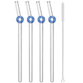 Axyaa Glass Straw Set - Summer Vacation Cocktail Kit with Cleaning Brush