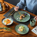 Axya Starry Green Dinner Set - 48-Piece Kiln Change Glaze Tableware