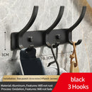 Axyaa Black White Folding Robe Hooks Towel Hanger Wall Rack for Bathroom & Kitchen