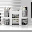 Axyaa Double-Layer Makeup Organizer: Brush Tube Compartment Drawer for Dressing Table