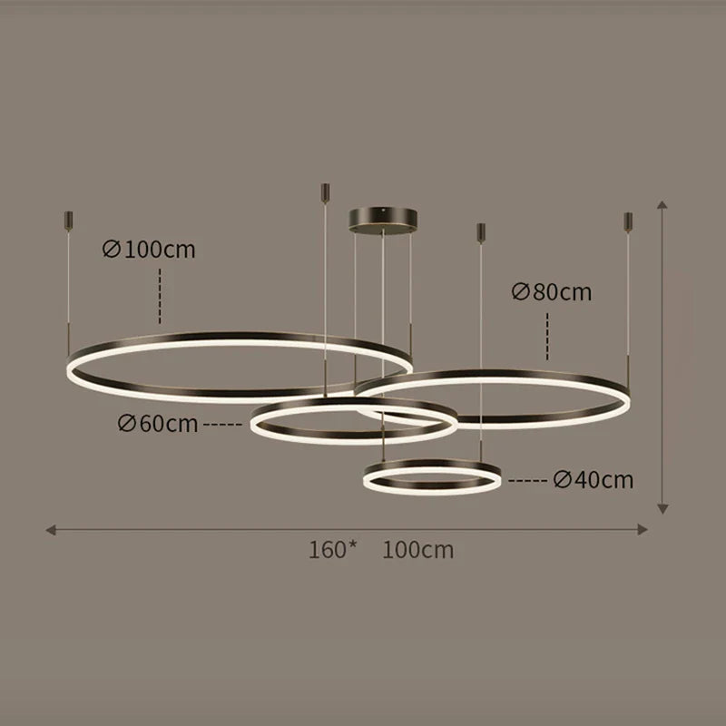 Axyaa Nordic Rings Pendant Light Fixture for Dining and Living Room Decor