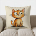 Cute Blue Cat Reading Book Pillow Cover for Sofa, Bedroom, Car - Axyaa