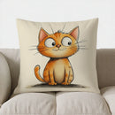 Cute Blue Cat Reading Book Pillow Cover for Sofa, Bedroom, Car - Axyaa