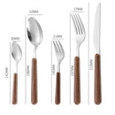 Axyaa Stainless Steel Wooden Handle Cutlery Set - Knife Fork Spoon Teaspoon