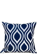 Axyaa Navy Blue Linen Throw Pillow Cover 45x45 Square Sofa Cushion Case