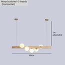 Axyaa Nordic Wood Grain Chandelier: Modern LED Decorative Lighting for Living Room and Dining Area