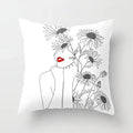 Minimalist White Pillow Cover - Axyaa Portrait Sketch Nordic Cushion