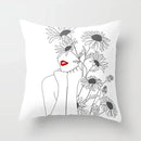 Minimalist White Pillow Cover - Axyaa Portrait Sketch Nordic Cushion