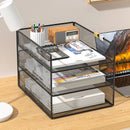 Axyaa Metal Mesh 3-Tier Desk File Organizer - Space-Saving Paper Storage Rack