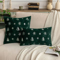 Axyaa Sequin Christmas Tree Embroidery Pillowcase - Festive Snowflake Plush Cushion Cover