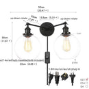Axyaa Glass Black LED Wall Sconce 2 Heads Vintage Bedroom Bathroom Light