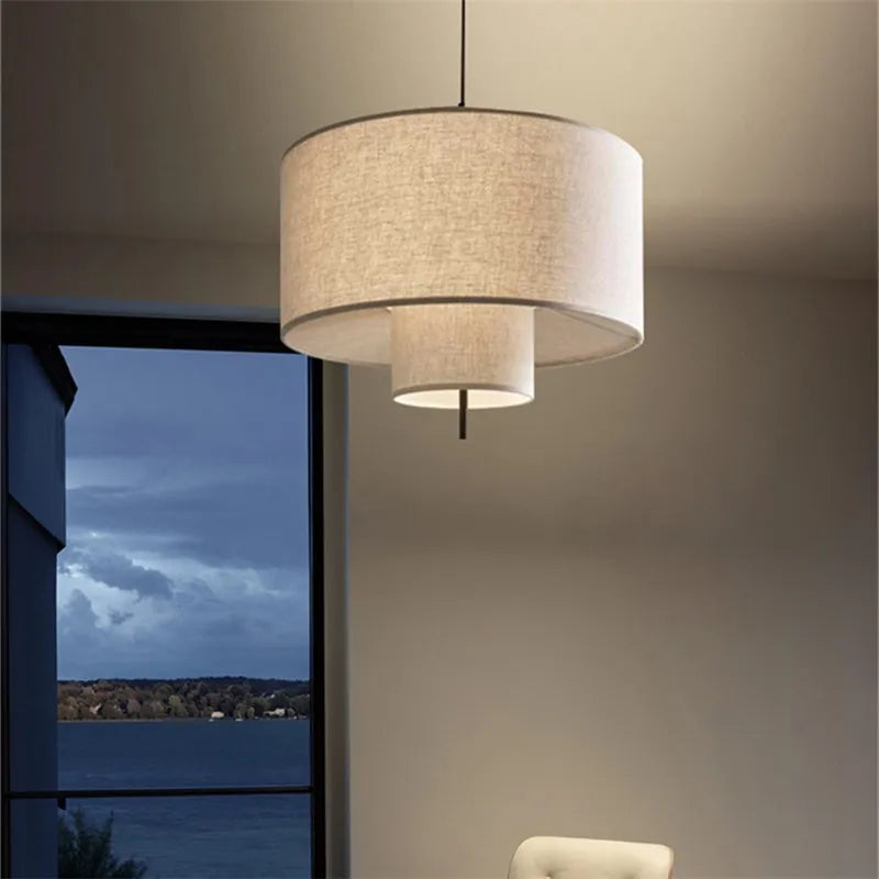 Axyaa Beige Cloth Pendant Lamp for Modern Living Room, Bedroom, Restaurant Decor