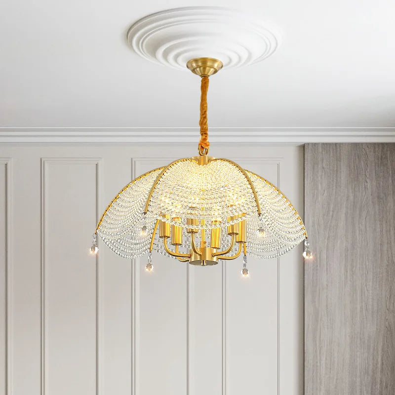 Axyaa Copper Crystal Chandelier: Elegant Illumination for Living Spaces