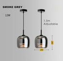 Axyaa Glass Pendant Lights - Smoke Grey LED Hanging Lamp for Dining Room, Bedroom, Bar, Indoor Decor