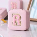 Axyaa Sequin Letter Jewelry Box with Mirror - Cute Portable Organizer Gift