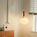 Axyaa Glass LED Pendant Light with Wood Handle, Gold Finish