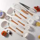 Axyaa 9pcs Silicone Kitchen Utensils Set with Storage Bucket, Non-stick Spatula, Soup Spoon