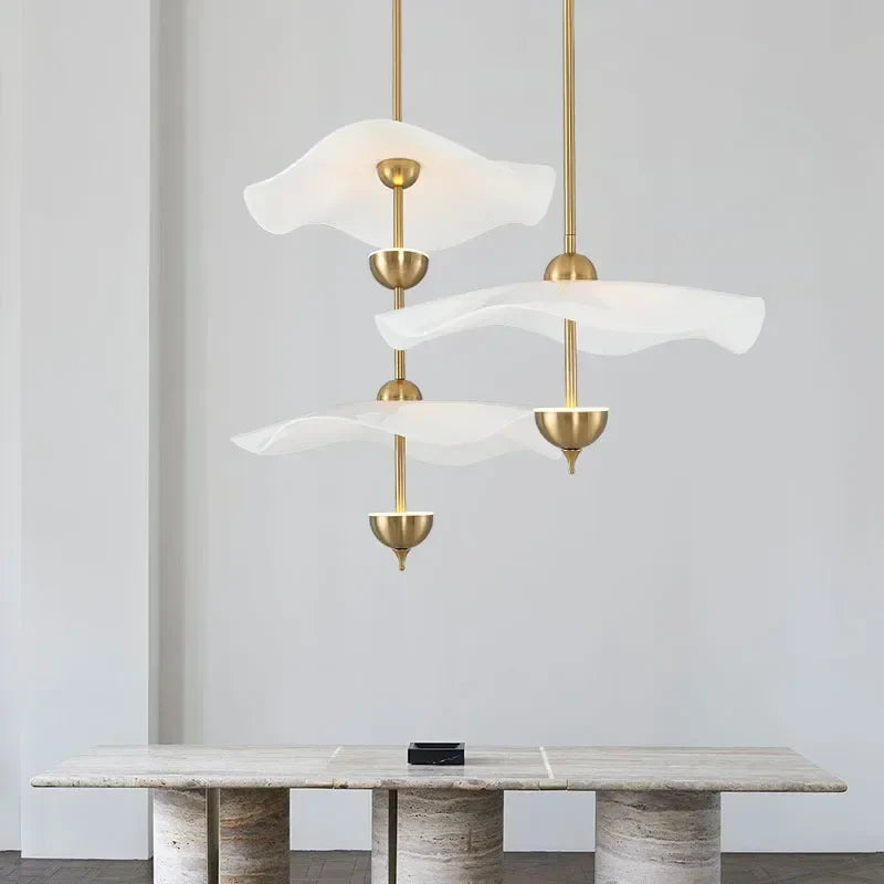 Lotus Leaf LED Pendant Lights for Ceiling Staircase by Axyaa - Modern Chandelier Loft Decor.
