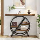 Axyaa Industrial 4-Tier Console Table, 39.4" Entryway Sofa Table with Thickened Top