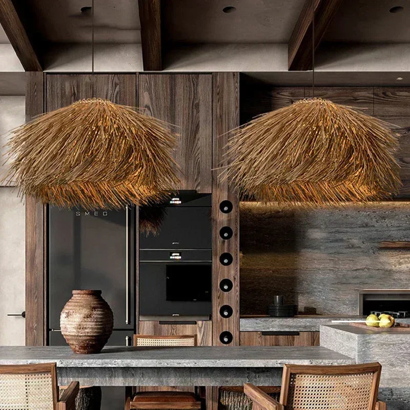 Axyaa Woven Rattan Chandelier Pendant Light for Home Decor