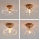 Axyaa Glass Wood LED Ceiling Lights Fixture Modern Ceiling Lamp