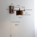 Axyaa Walnut Ash Wood LED Wall Sconce with Pull Chain Switch for Indoor Lighting