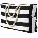 Axyaa Large Capacity Stripe Tote: Foldable Beach & Shopping Bag, Ideal for Travel & Play.