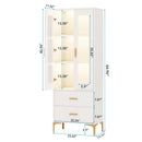 Axyaa LED Bookcase with Doors, Storage Drawers | Contemporary Shelf with Lighting