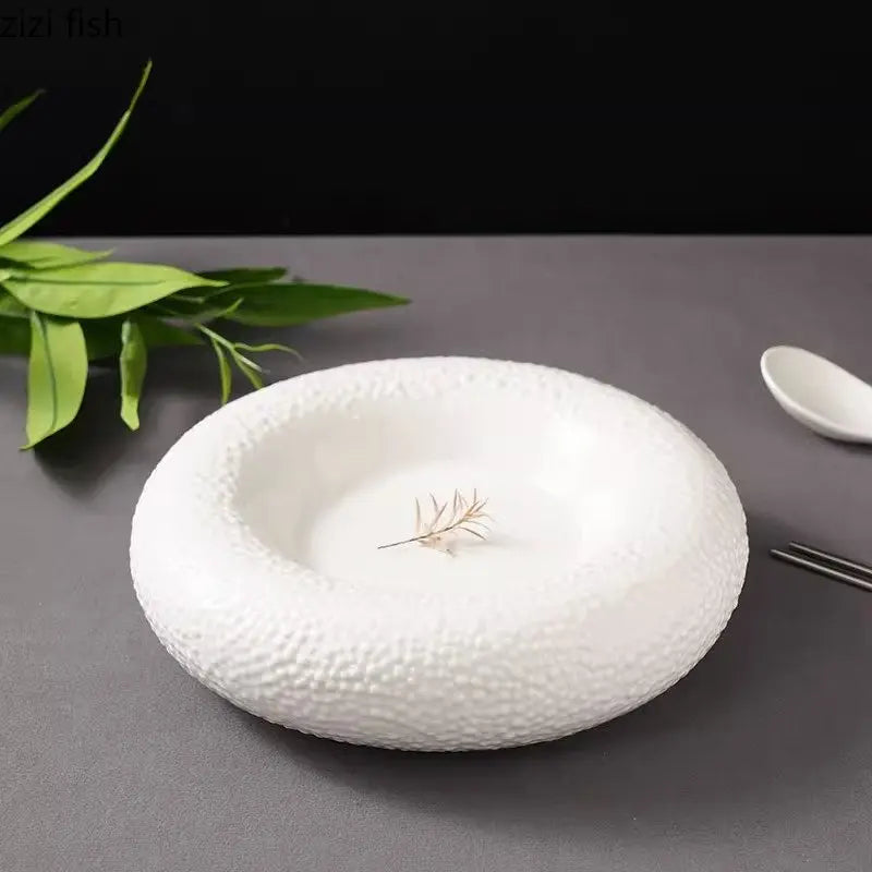 Axya Ceramic Irregular Texture Dinner Plate Set of 4