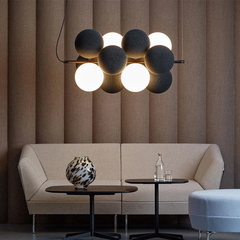 Axyaa Flannelette Ball Chandelier: Modern Nordic Style for Home, Restaurant, Hotel