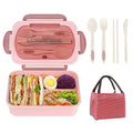 Axyaa 3-Compartment Lunch Box with Utensils, Leak-Proof & Durable Plastic Containers