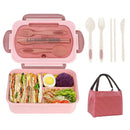 Axyaa 3-Compartment Lunch Box with Utensils, Leak-Proof & Durable Plastic Containers