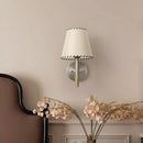 Axyaa Silver Metal Sconce with White Cloth Lampshade LED Light
