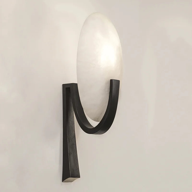 Axyaa Copper Marble Wall Sconce: Nordic Luxury, Postmodern Stone Lamp for Living Room