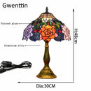 Axyaa Stained Glass LED Table Lamp - Mediterranean Baroque Style Bedroom Light