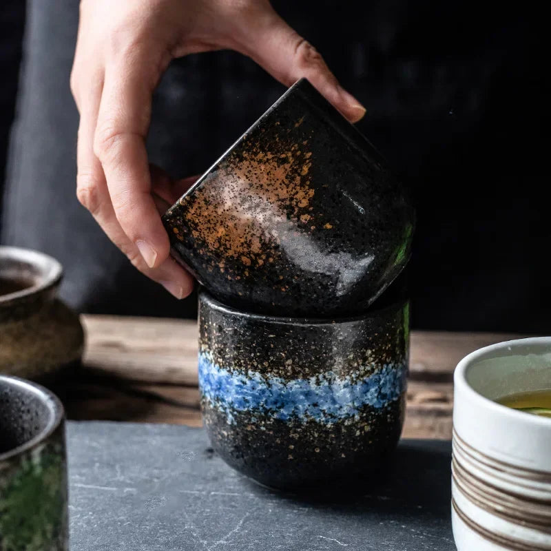 Axya Ceramic Tea Water Drinking Cup Set Jap Casual Sushi Turkish Vintage Mug
