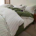 Axyaa Yarn-Dyed Jacquard Striped Washed Cotton Bedding Set
