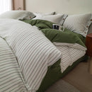 Axyaa Yarn-Dyed Jacquard Striped Washed Cotton Bedding Set