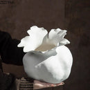 Axyaa White Ceramic Floral Bud Vase - Desk Decoration, Artificial Flowers, Room Decor