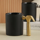 Axyaa Gold Ceramic Hammer Cup with Camellia Flower Design - 320ml Europea