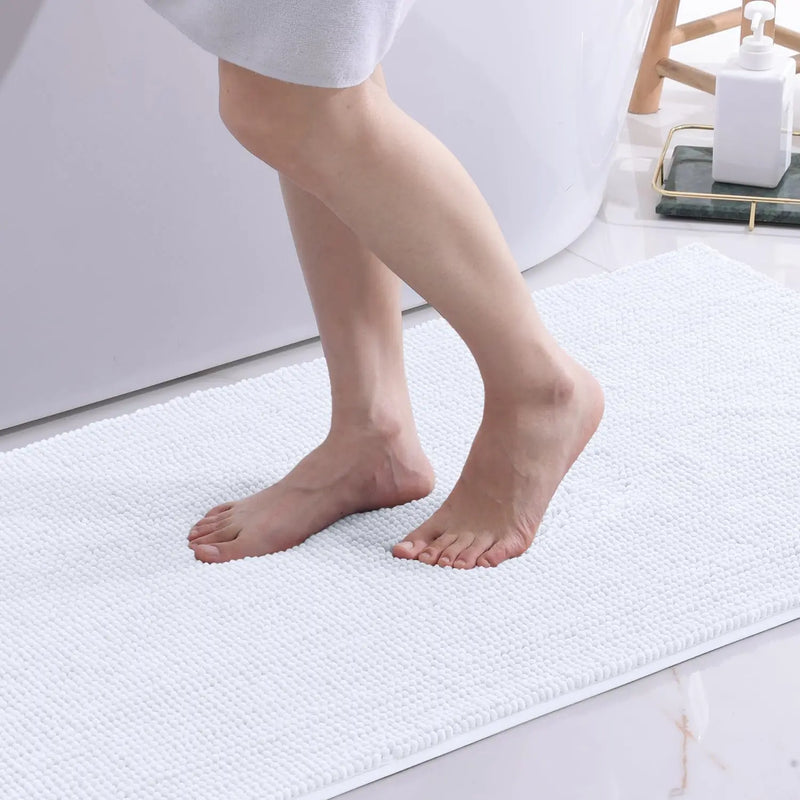 Axyaa Chenille Bathroom Mats - Ultra Soft, Non-slip, Plush Microfiber Rugs